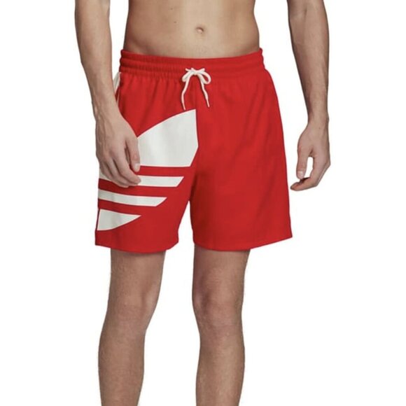 Adidas Men's Originals Big Trefoil Swim Short in Lush Red, size M - Picture 2 of 9